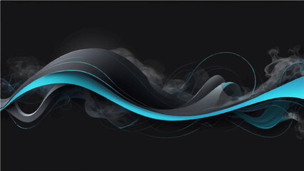 Abstract blue smoke wave motion background design with dynamic curve lines