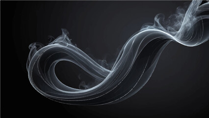 Blue fractal smoke waves and glowing curves illustrate an abstract energy motion pattern on a black space background