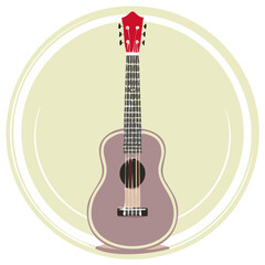 Stylized Illustration of a Ukulele Musical Instrument on a light yellow background