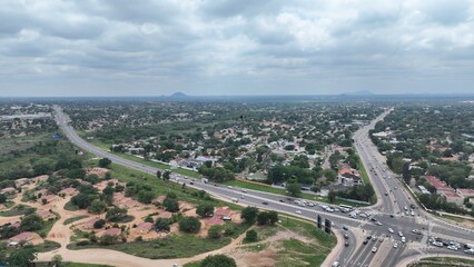 Streets and residential houses in Gaborone, Botswana, Africa