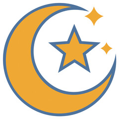 Islamic crescent moon and star symbol representing faith, celestial, and night sky.