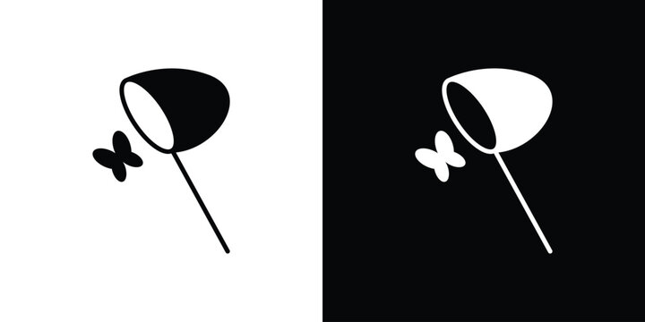 Butterfly catcher icon in glyph shilhouette black and white colors