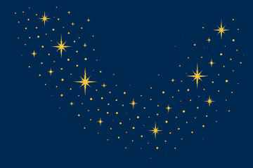 Golden Sparkles on Blue. Delicate golden sparkles dance across a rich blue canvas, reminiscent of a starry winter night. Each sparkle is carefully placed, adding a. Vector illustration