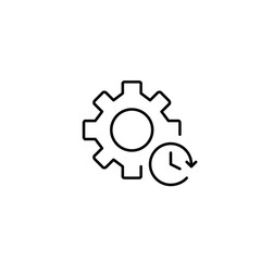 Cogwheel and clock. Workflow management, operation efficiency. Pixel perfect, editable stroke vector icon