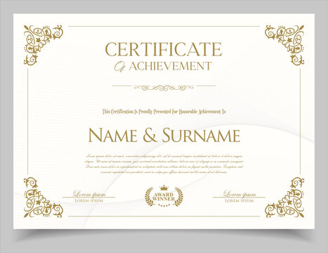Elegant and luxurious certificate template. Business, Award, Training achievement certificate or diploma retro design 