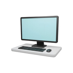 Fototapeta premium 3D Computer Monitor Icon on Transparent Background