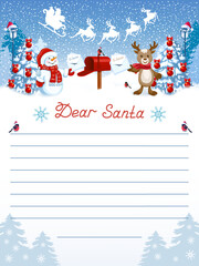 Layout letter to Santa Claus with inscription 