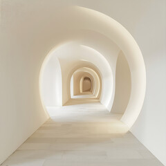 Abstract white architectural interior design corridors emphasize minimalism and elegance, featuring clean lines and a spacious feel that enhances light and flow. The use of white as a primary color cr