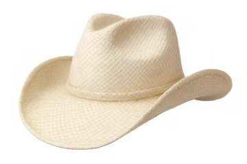 Straw cowboy hat on transparent background representing western culture, rodeo, country fashion, and travel adventures