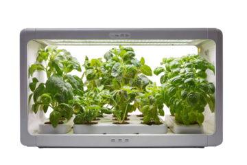 Innovative indoor hydroponic garden with app connectivity isolated on transparent background