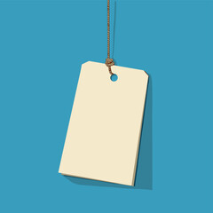 Vector illustration of a blank price tag on a string isolated on a solid color background