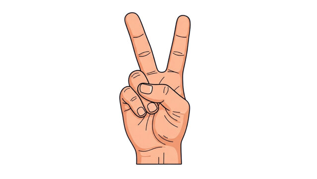 Peace sign hand gesture with two fingers up, a symbol of victory, success, and positive communication