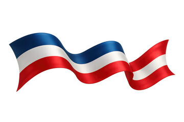 Waving patriotic tricolor ribbon illustrating national pride, celebration, and official event decoration with transparent background