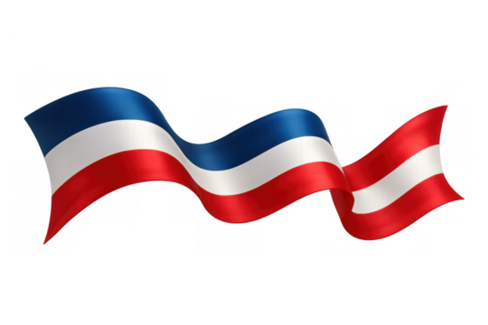 Waving patriotic tricolor ribbon illustrating national pride, celebration, and official event decoration with transparent background