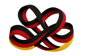 Germany national flag colored ribbon creating abstract shapes, symbolizing unity, identity, patriotism, and culture on transparent background