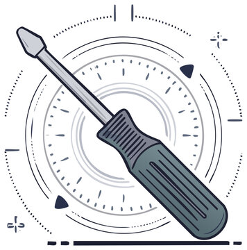 Slotted screwdriver with circular precision dial illustration for repair and service