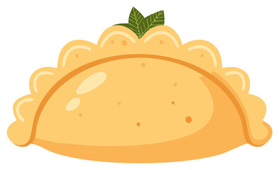 Empanada Cartoon Illustration with Mint Leaves, Dumpling, Street Food, and Traditional Dish