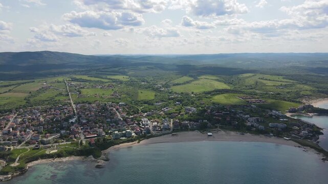 Aerial view of Black sea coast near village of Lozenets, Burgas Region, Bulgaria 