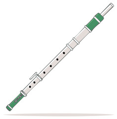 Traditional Irish flute or tin whistle folk music woodwind instrument vector illustration