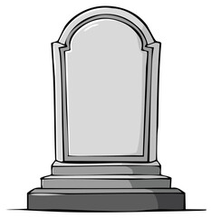 Blank Stone Monument Tombstone with Arch Top and Stair Base for Inscription or Design