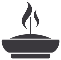 Burning Candle Icon Elegant Flame in Dark Incense Bowl Spiritual Light Vector