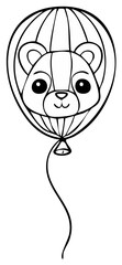 Sweet cartoon bear face balloon outline drawing for kids art and playful designs