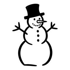 Hand Drawn Snowman Icon for Christmas Winter Holiday Design