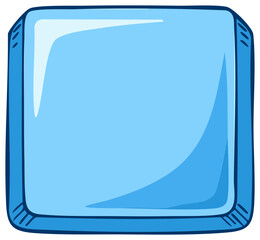 Cartoon Blue Square Shape with Hand Drawn Style Border and Soft Highlight