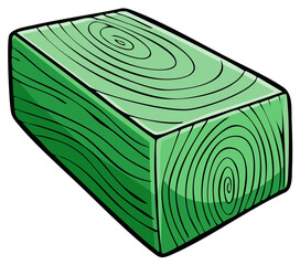 Stylized Green Wooden Block with Visible Wood Grain and Swirls
