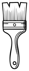 Stylized black and white illustration of a paintbrush with a thick handle