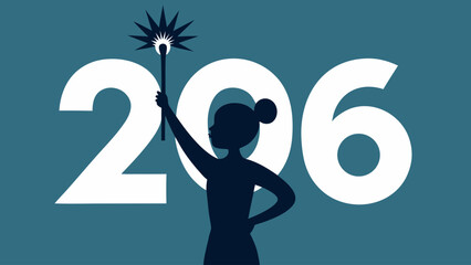 Silhouette of woman with torch and number design for celebration and event art |editable svg