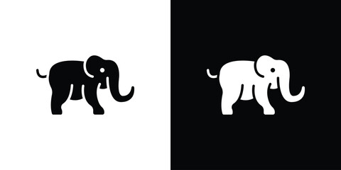 Elephant icon in glyph shilhouette black and white colors