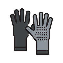 scuba gloves  black line icon for digital and print projects.