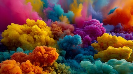 Colorful cloud of smoke with many different colors
