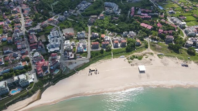 Aerial view of Black sea coast near village of Lozenets, Burgas Region, Bulgaria 