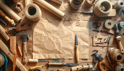 Craft tools and paper ready for a DIY family project