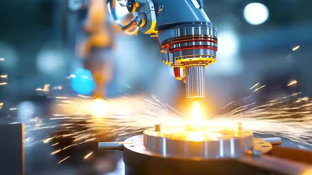 Battery cell stacking robot with vacuum grippers precision placement automation lithium ion manufacturing EV production technology cylindrical cells visible clean room