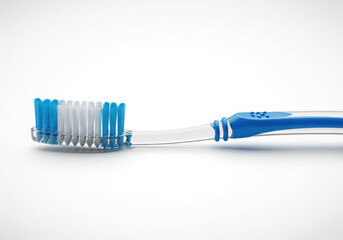 Blue and white toothbrush isolated on white background