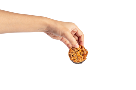 Toffee cake, a close up of homemade caramel nut chocolate cake bakery isolated on transparent background. - Powered by Adobe
