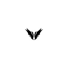 Abstract black winged design on white background for various applications