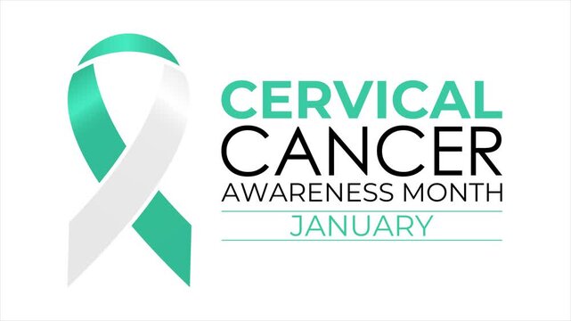 Clean and vibrant motion graphics for Cervical Cancer Awareness Month showcasing teal ribbons, HPV prevention tips, and concise women&rsquo;s health visuals for campaigns.