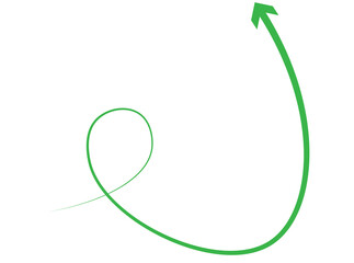 Dynamic green curve arrow symbolizing growth and progress