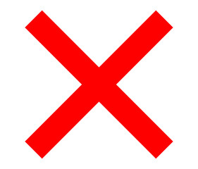 Wrong icon red cross mark on transparent background