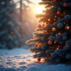 Christmas tree with snow