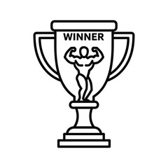 Winner trophy with bodybuilder isolated on