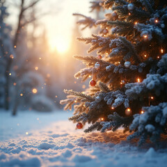 christmas tree with snow