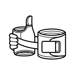 Line art of a wrist wrap with a thumbs up, symbolizing support isolated on