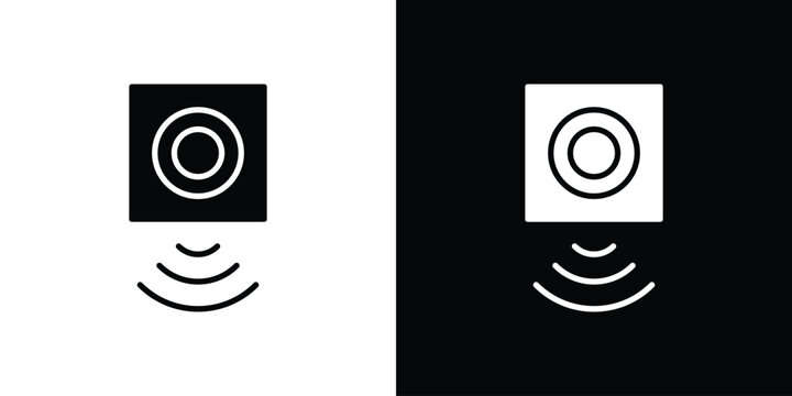Motion sensor icon in glyph shilhouette black and white colors