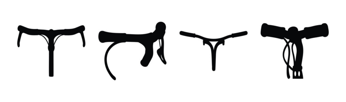Bicycle handlebar silhouettes depicting various cycling styles