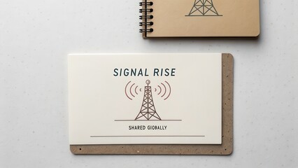 Simple illustration of a broadcast tower and network signal